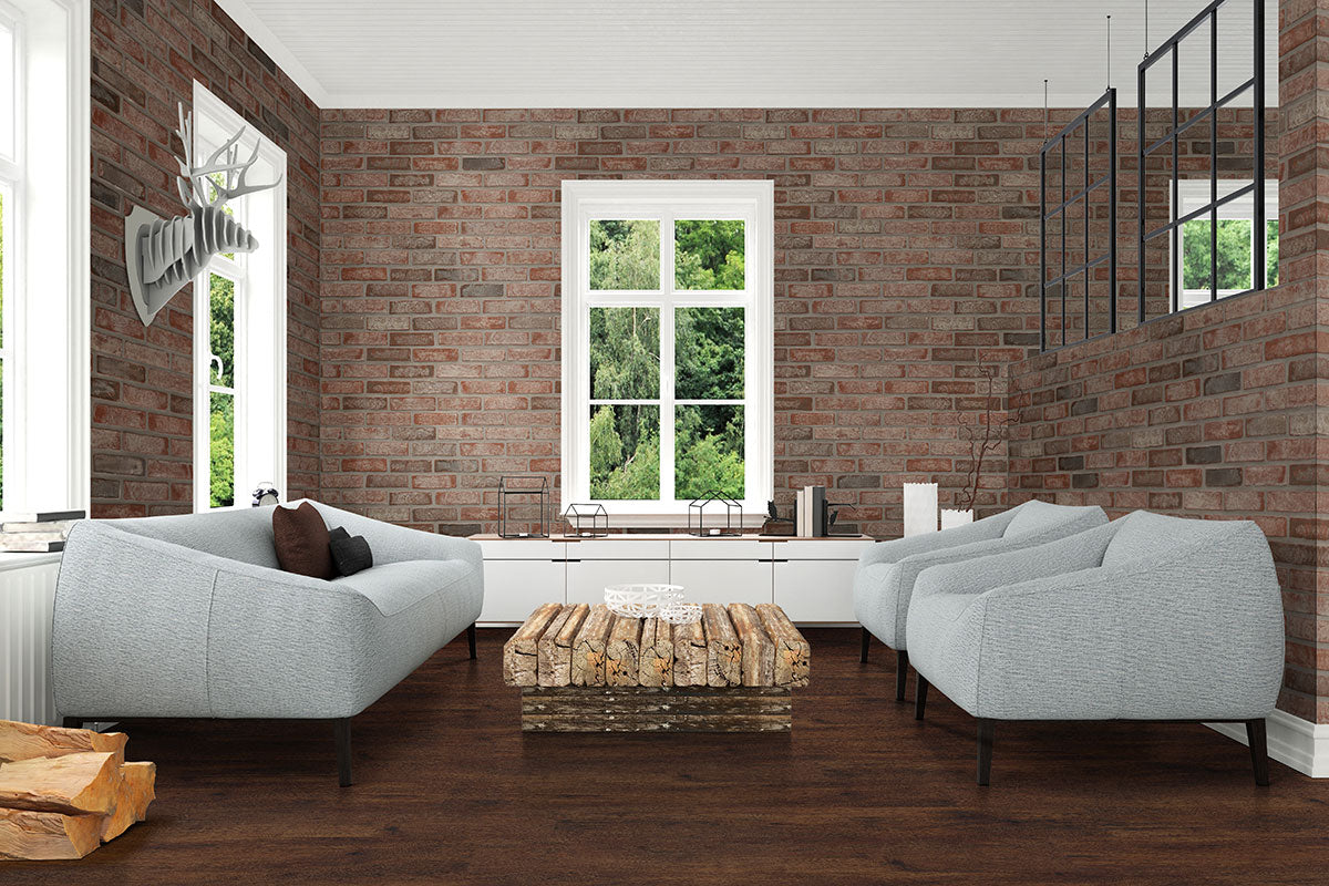 NOBLE RED CLAY BRICK HERRINGBONE 2.25X7.5 Tumbled - 2.25x10.75