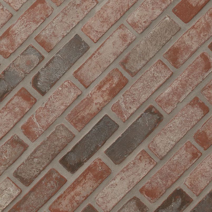 NOBLE RED CLAY BRICK HERRINGBONE 2.25X7.5 Tumbled - 2.25x10.75