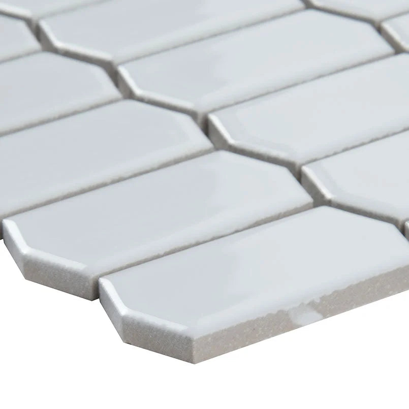 White Glossy Picket 8mm Porcelain Tiles for Backsplashes