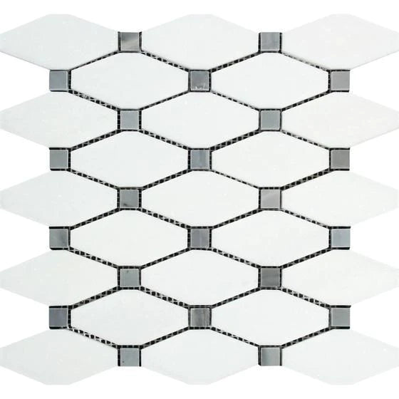 Clipped Diamond Bianco Venato Gray Polished Tiles.
