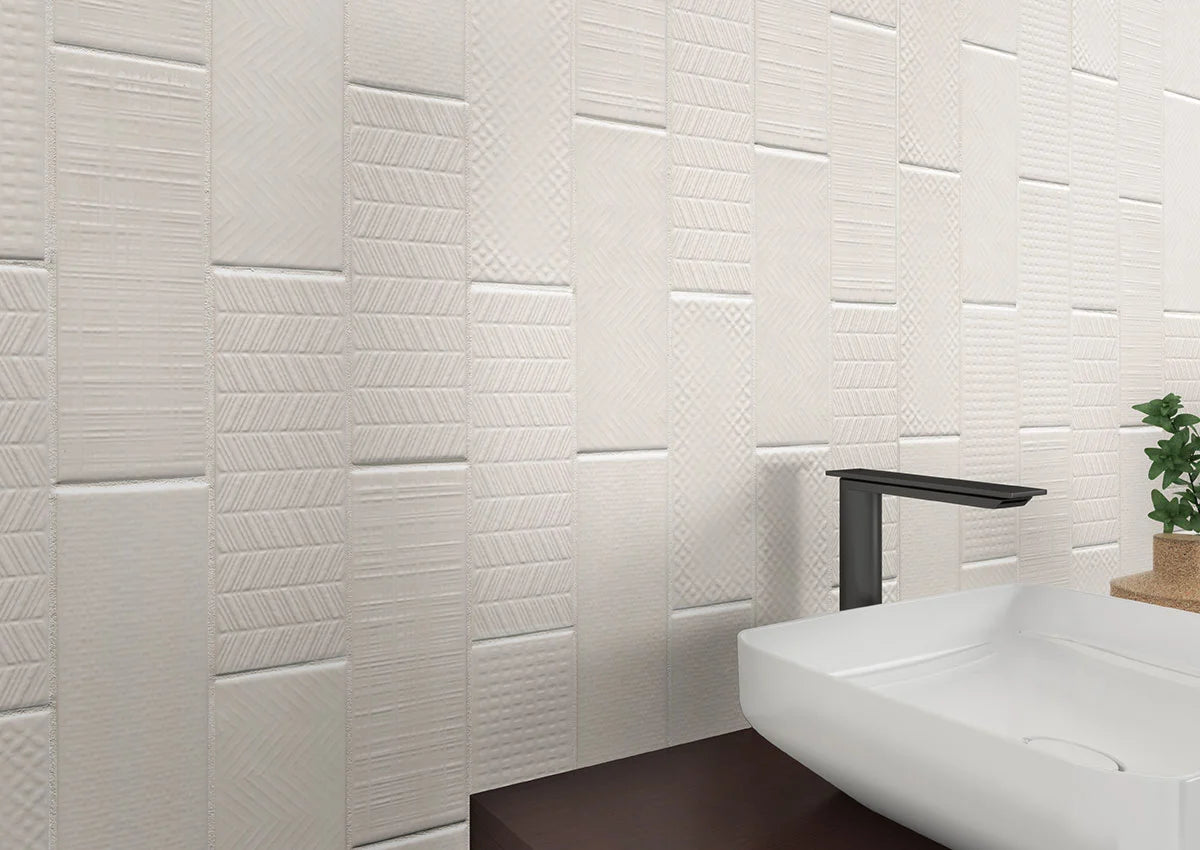 Urbano Crema 3D Mix 4x12 – Glossy Ceramic Tiles for Walls