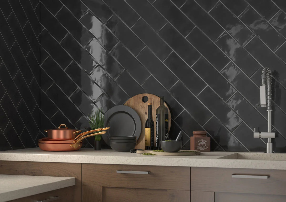 Urbano Ink 4x12 Ceramic Tile – Glossy Finish for Sophisticated Navy Backsplashes & Bathroom Walls