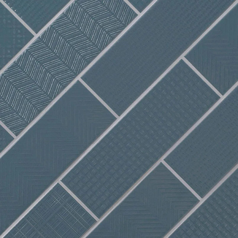 Urbano Navy 4x12 Glossy Mix Ceramic Tile – Subtle Texture & Shine for Stylish Navy Backsplashes