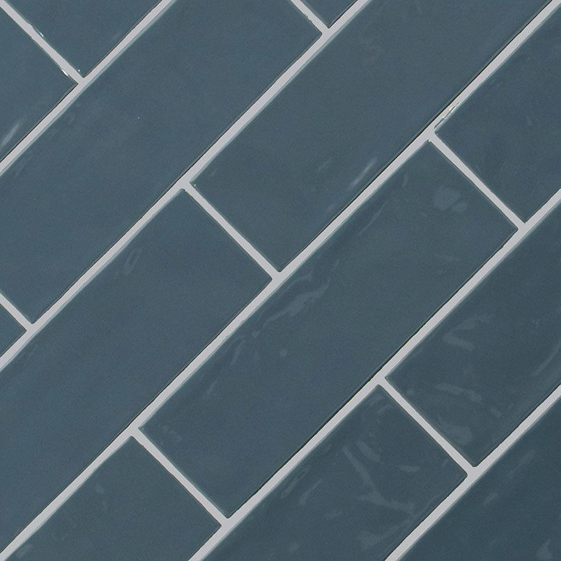 Urbano Navy 4x12 Glossy Ceramic Tile for Shower Walls
