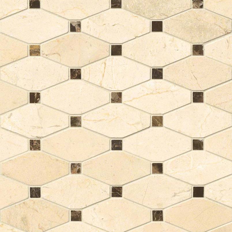 Crema Marfil Marble Octave with Emperador Polished Mosaic