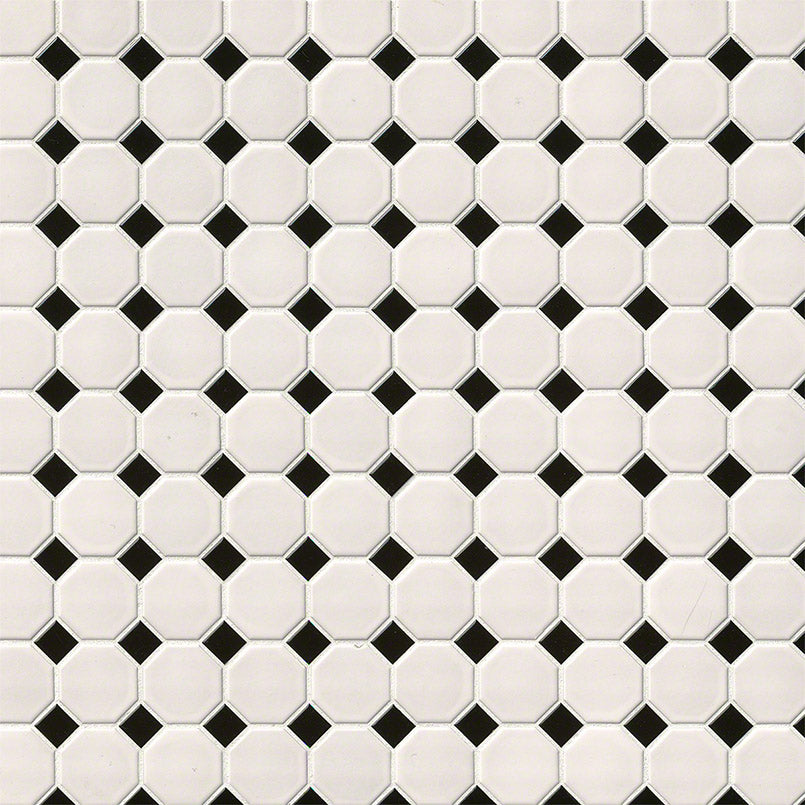WHITE AND BLACK MATTE OCTAGON MOSAIC