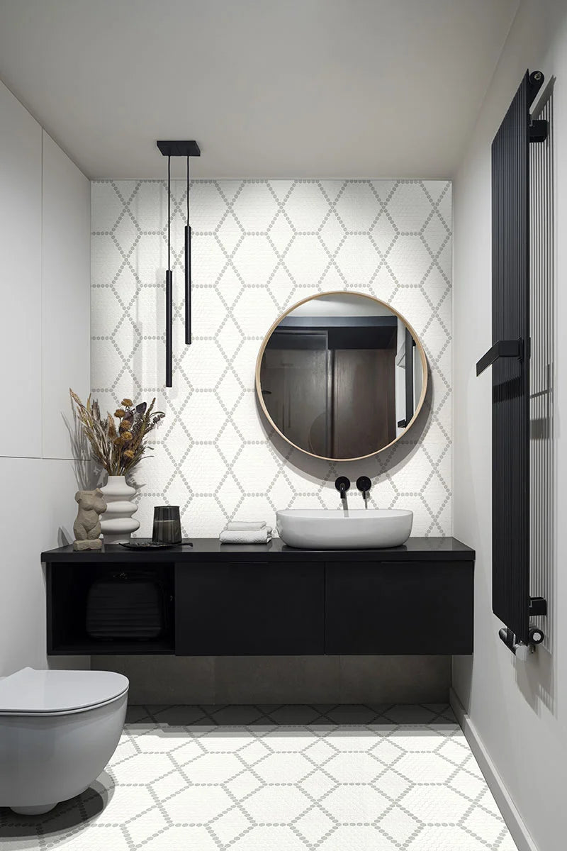 White & Gray Hive Pattern Matte