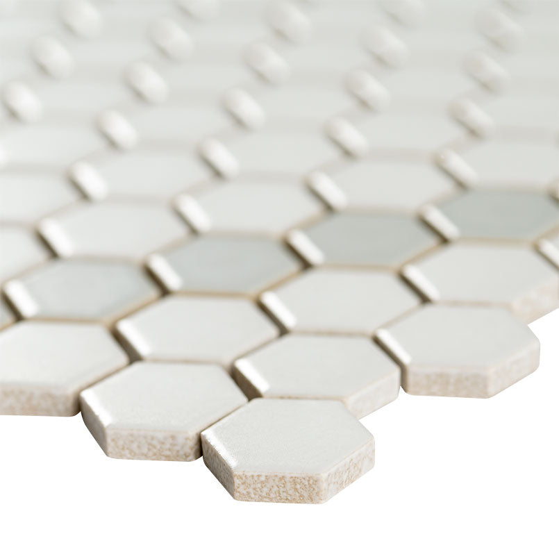 WHITE AND GRAY HIVE PATTERN MATTE Matte - 1" Hexagon