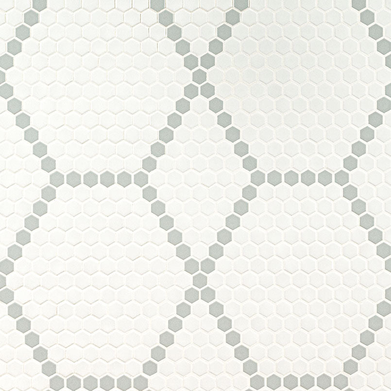 WHITE AND GRAY HIVE PATTERN MATTE Matte - 1" Hexagon