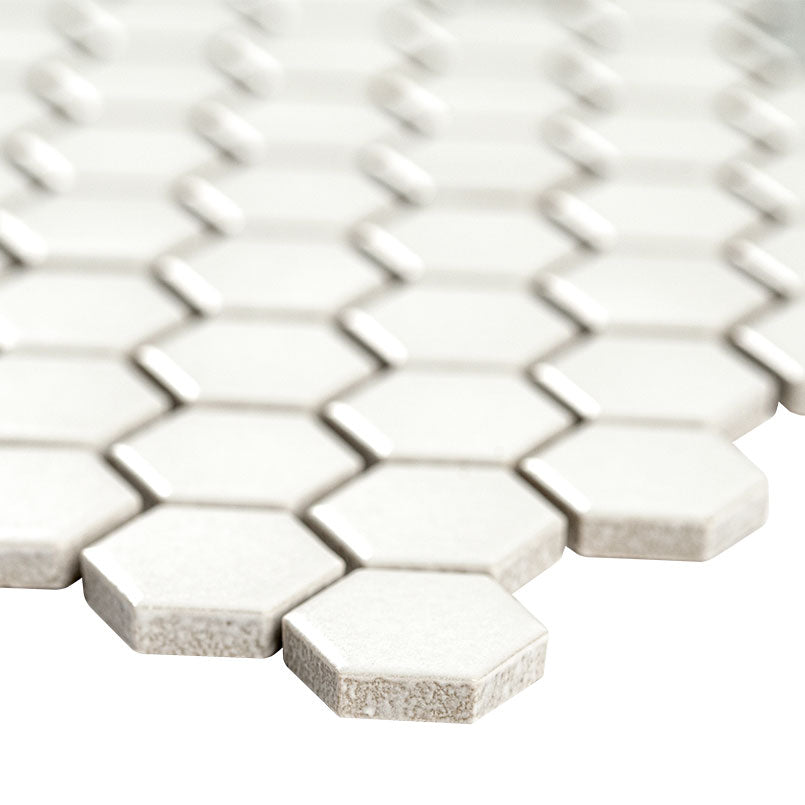 White and Gray Mod Petal Pattern Matte Porcelain Tile