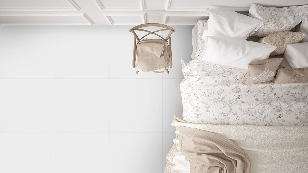 White tile room scene