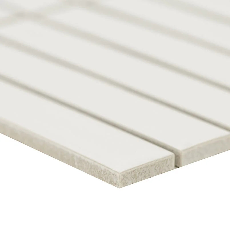 White Matte 1x6 Stack Pattern Porcelain Tile