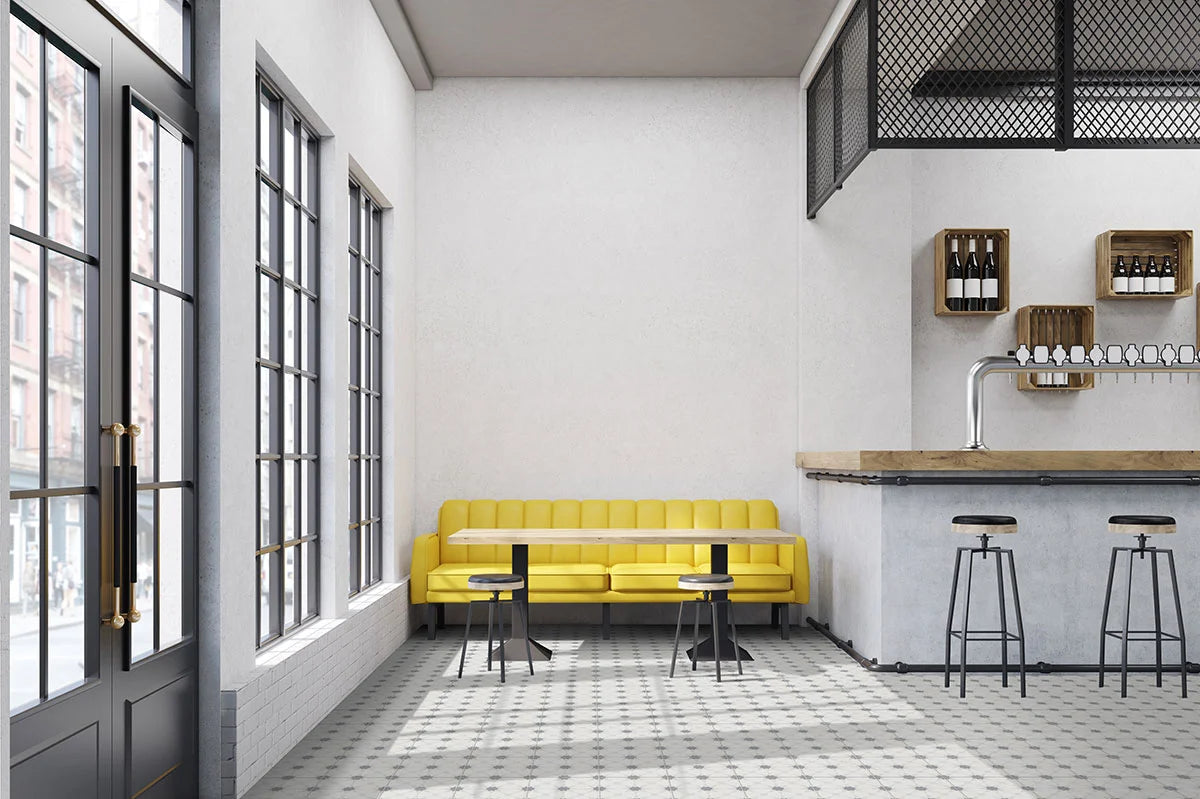 Zoudia Encaustic Tile flooring in restaurant