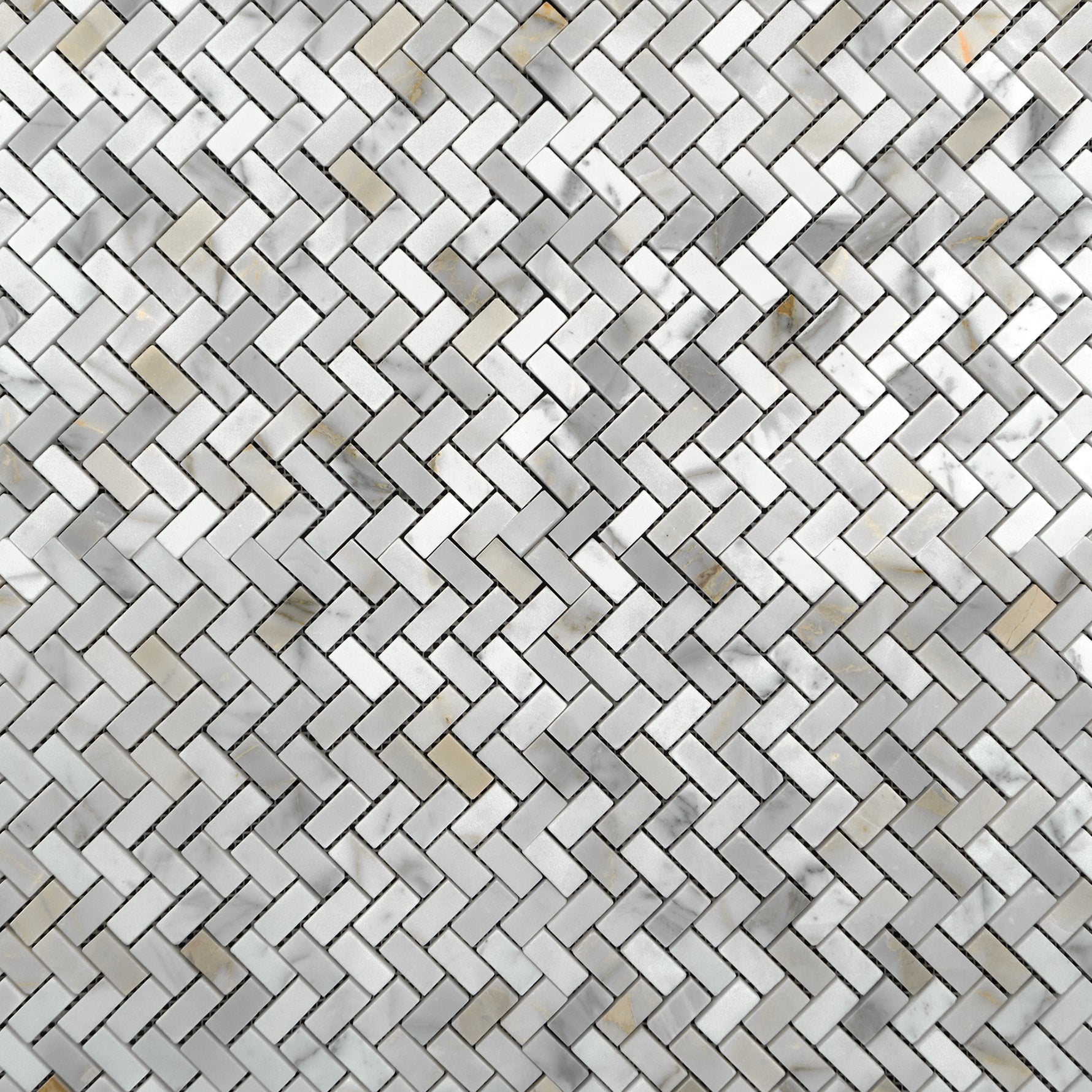 Calacatta Gold Marble Herringbone Mini Mosaic