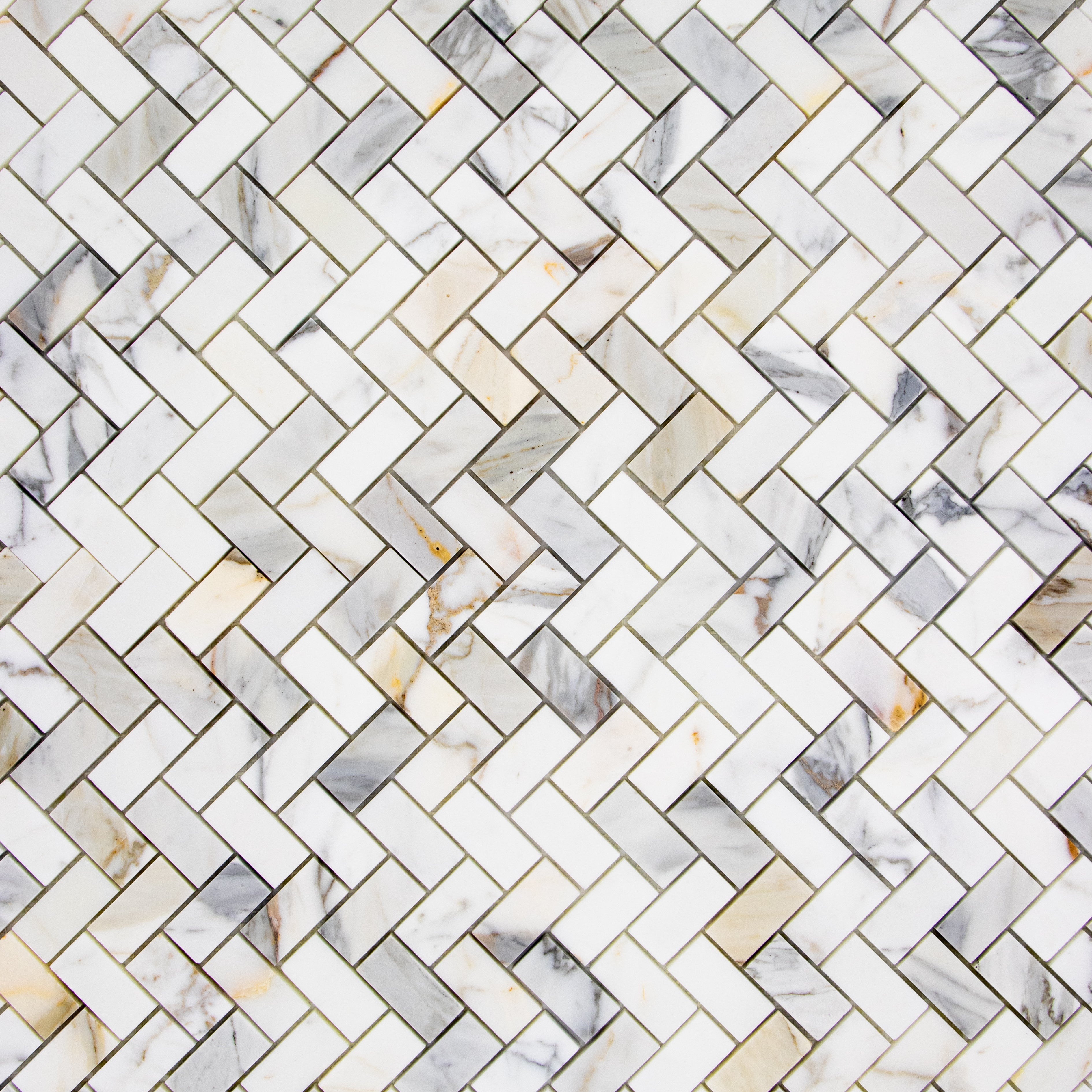 Calacatta Gold Marble Herringbone 1"x2" Mosaic