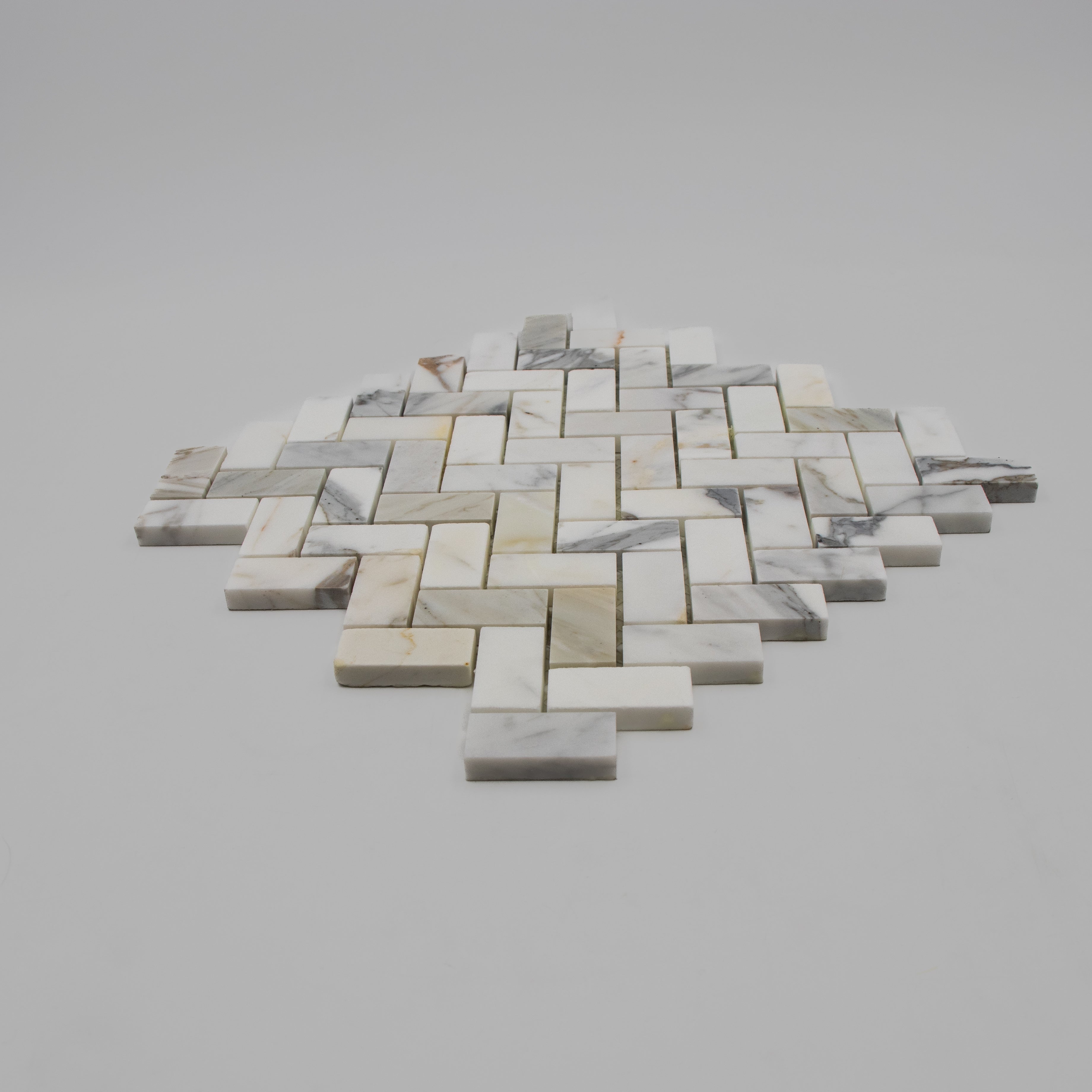Calacatta Gold Marble Herringbone 1"x2" Mosaic