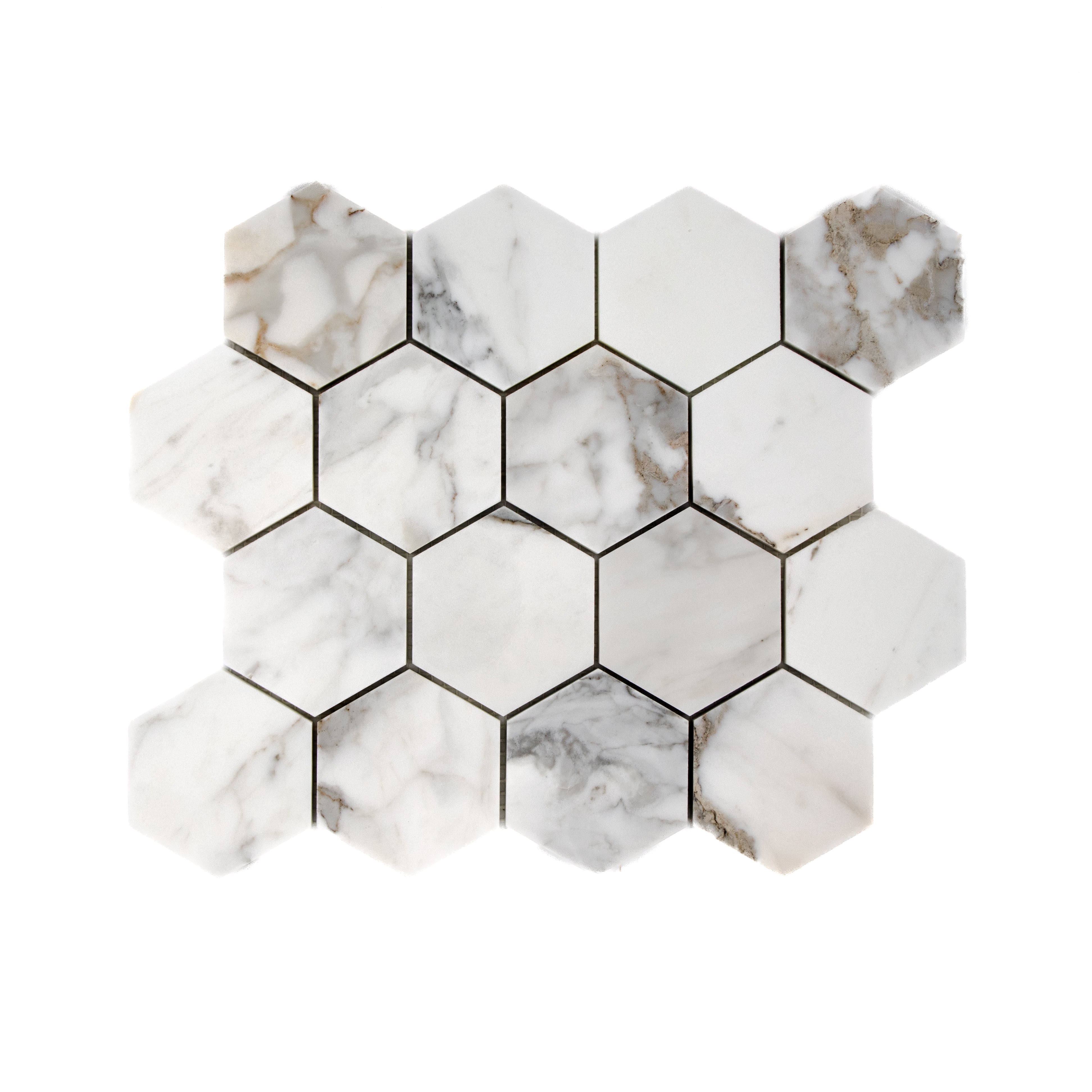 Calacatta Gold Hexagon Tiles.