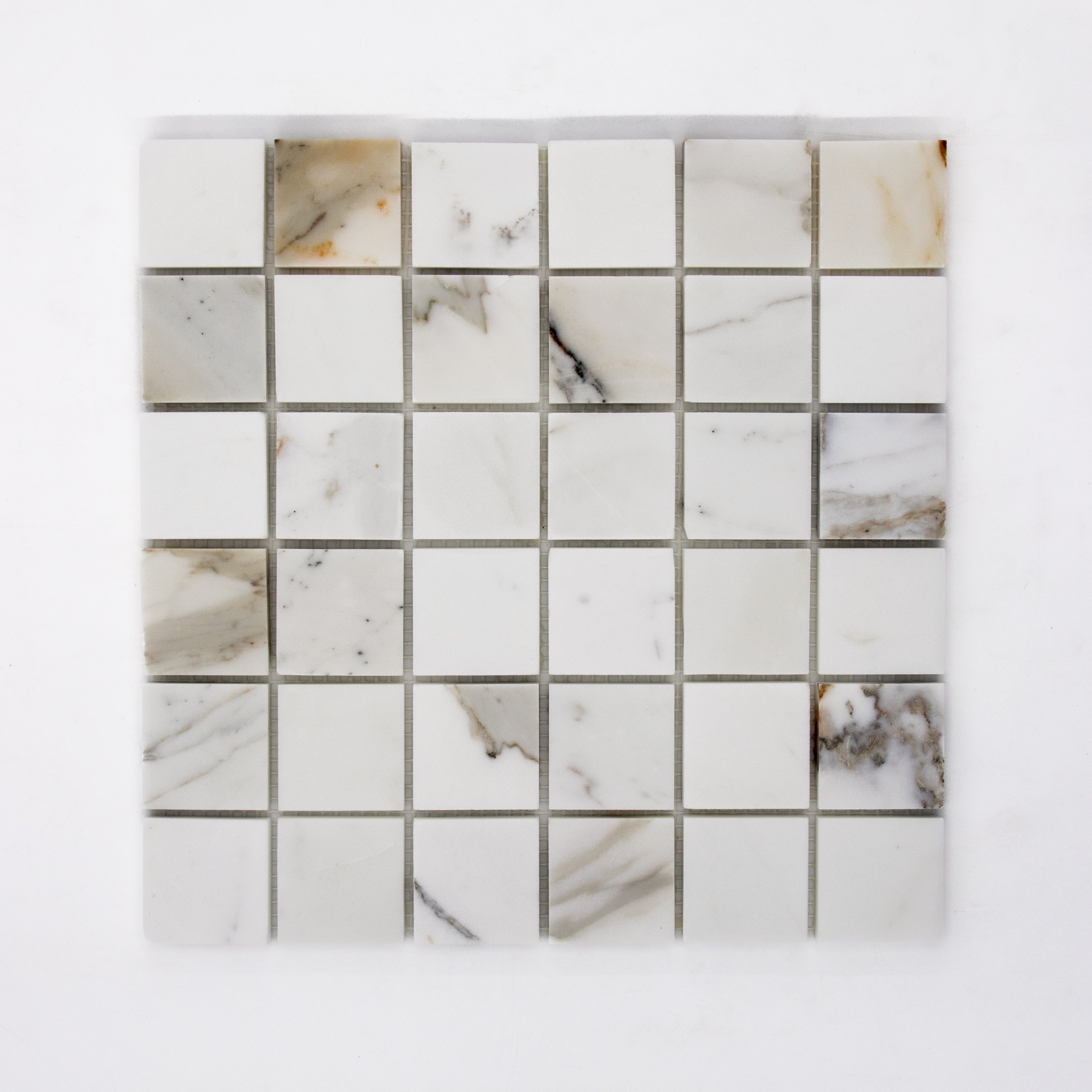 Calacatta Gold Marble Square 2"x2" Mosaic