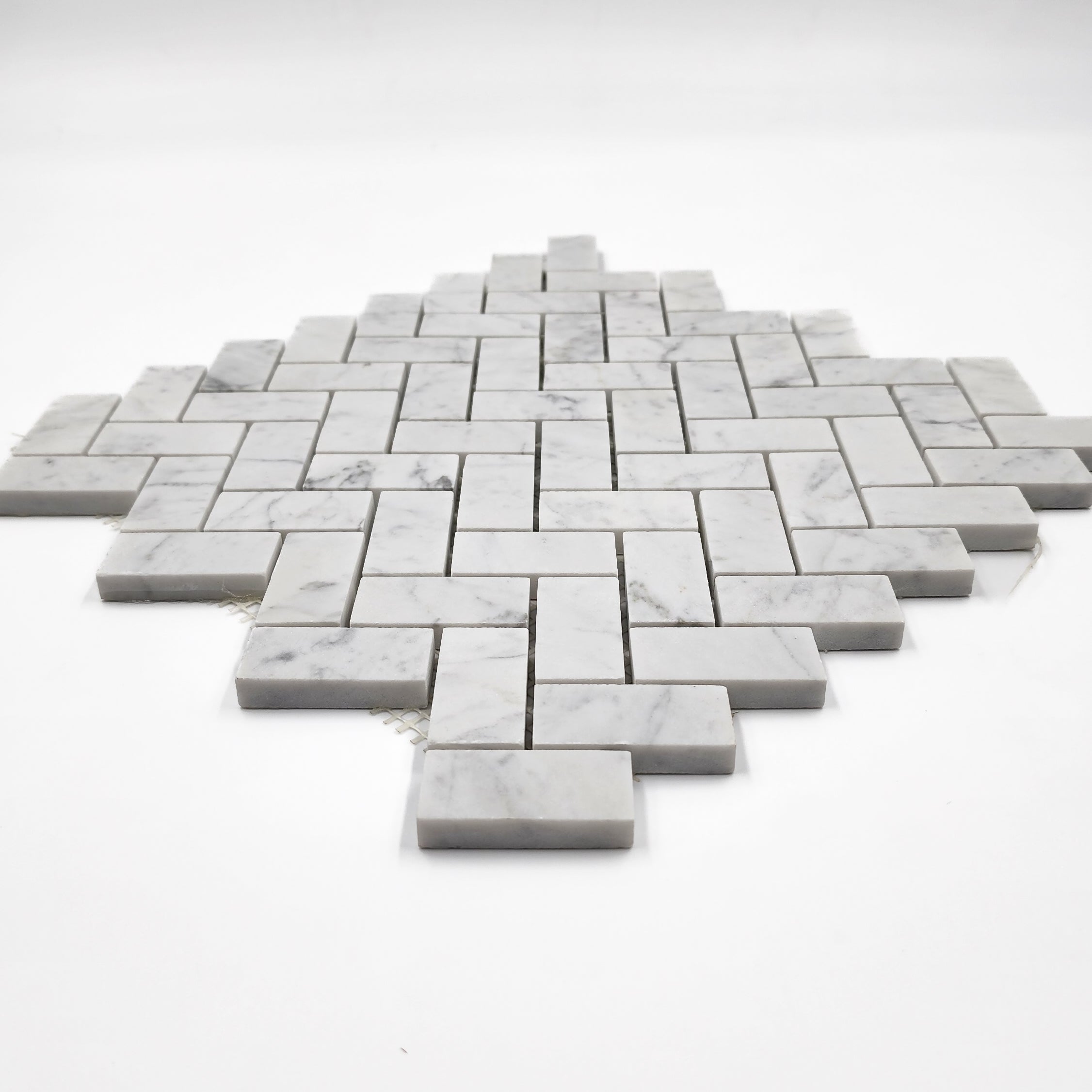 Carrara White Marble Herringbone 1"x2" Mosaic