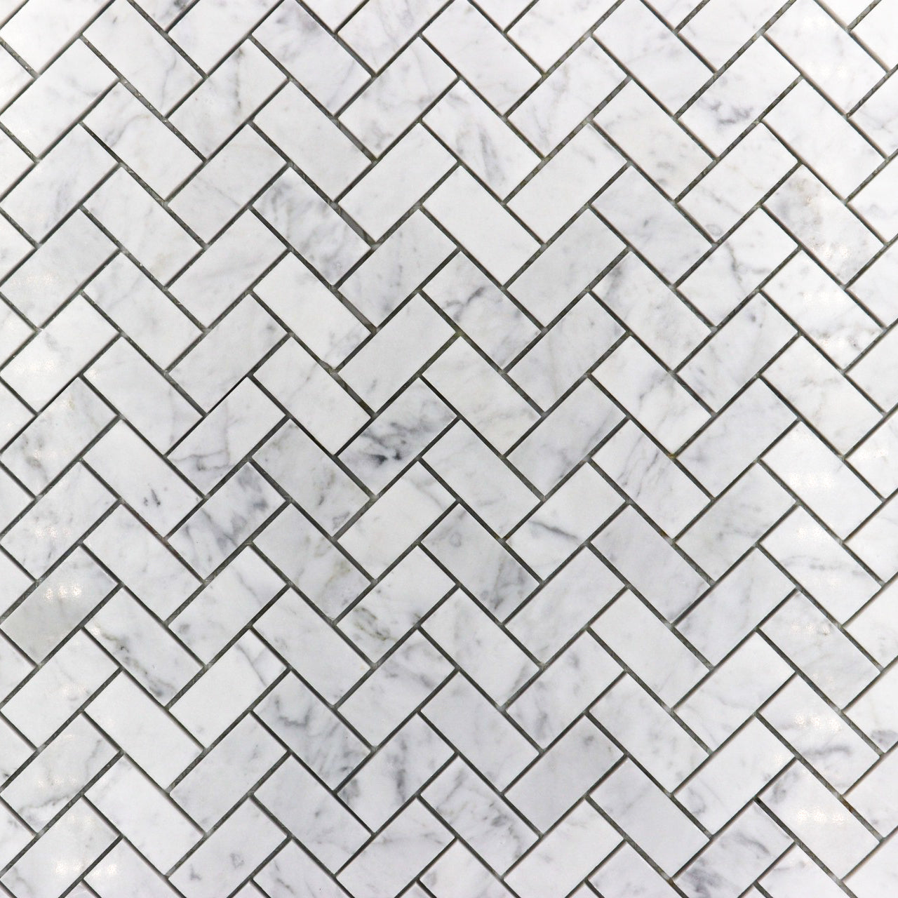 Carrara White Marble Herringbone 1"x2" Mosaic