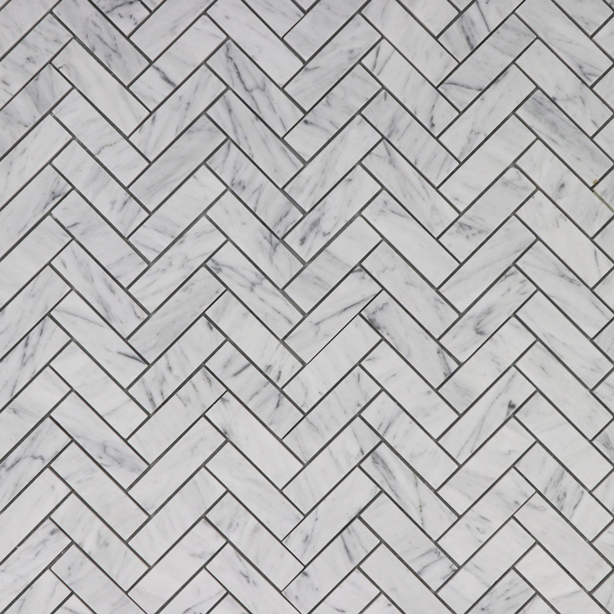 Carrara White Marble Herringbone 1"x3" Mosaic