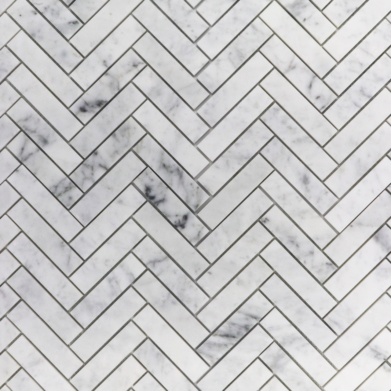 Carrara White Marble Herringbone 1"x4" Mosaic