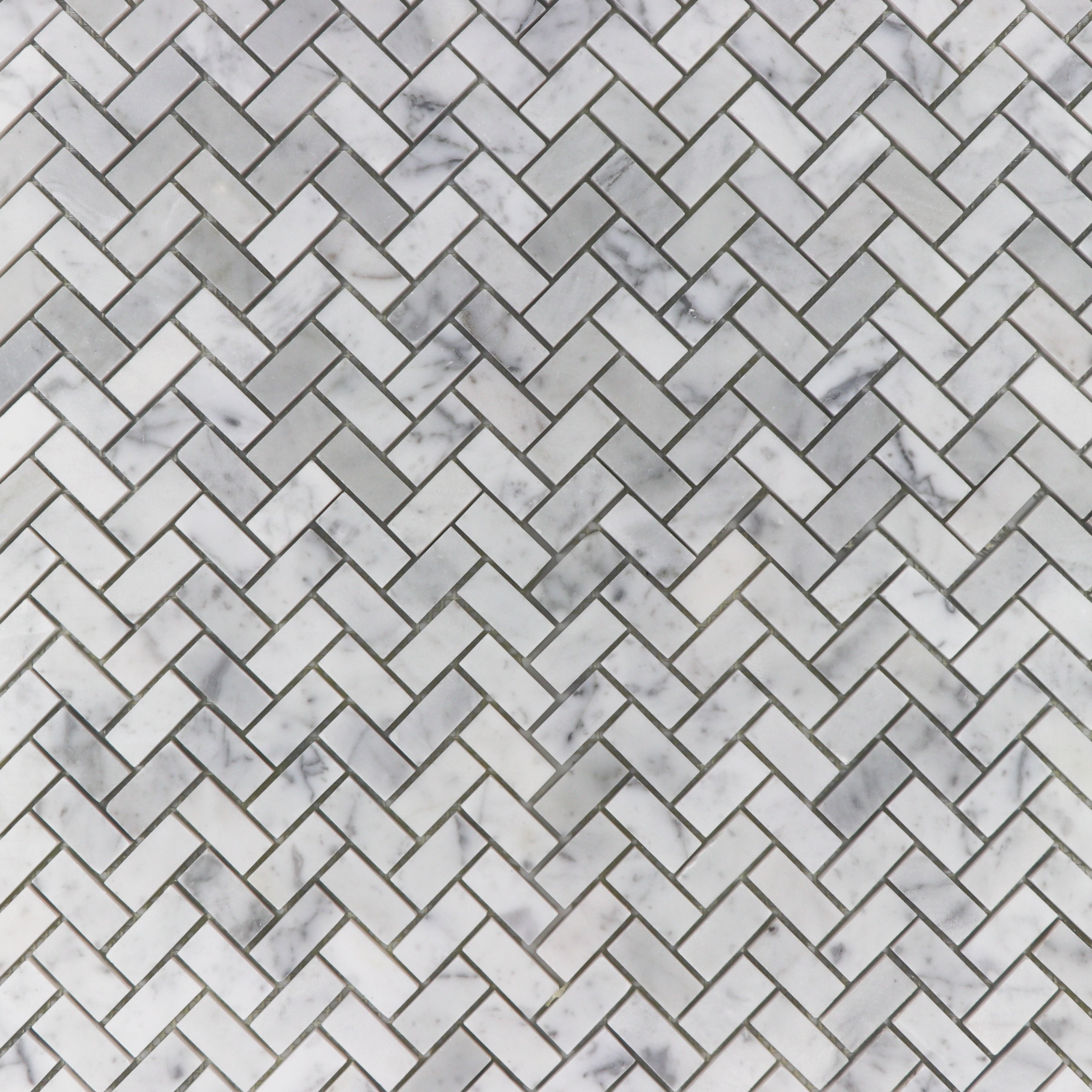 Carrara White Marble Herringbone Mini Mosaic