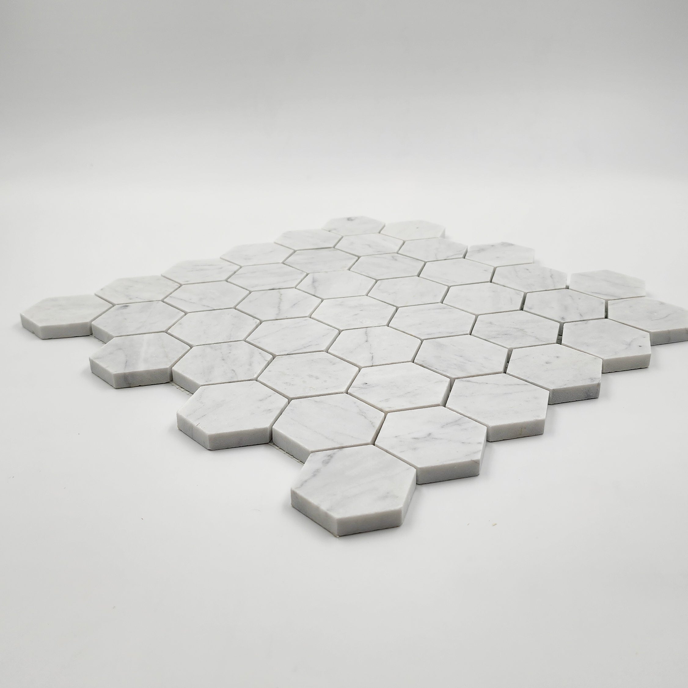 Carrara White Marble Hexagon 2" Mosaic