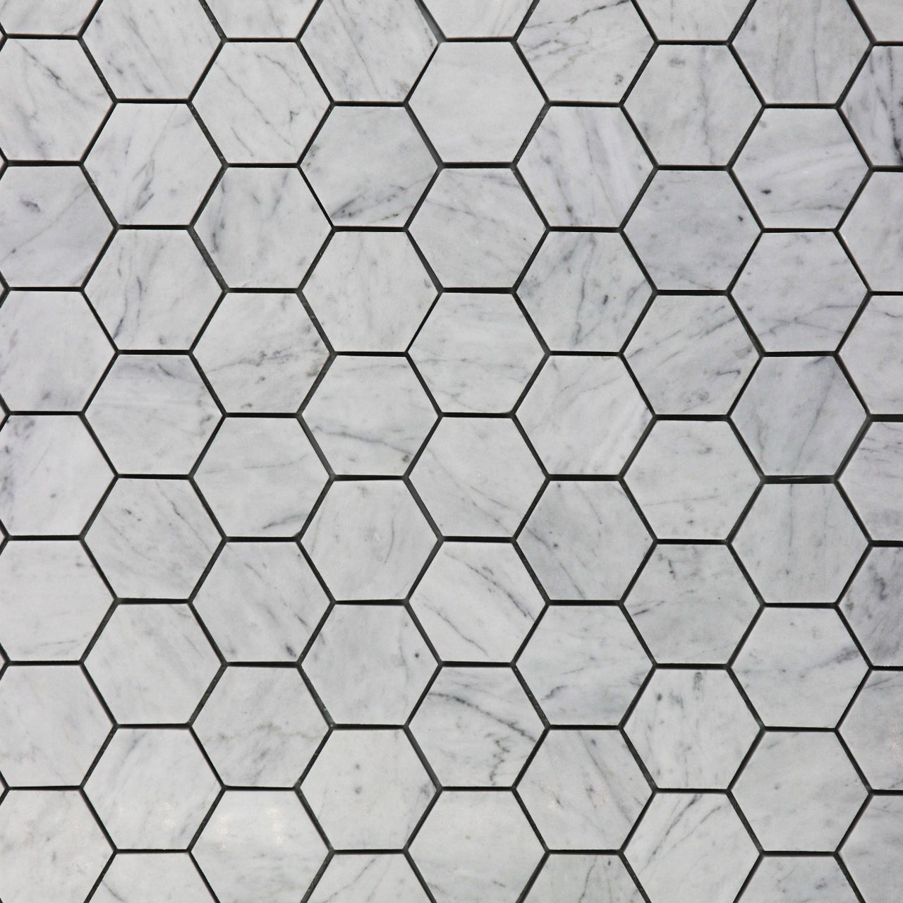 Carrara White Marble Hexagon 2" Mosaic