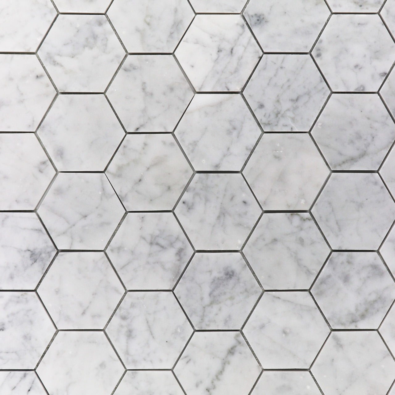 Carrara White Marble Hexagon 3" Mosaic