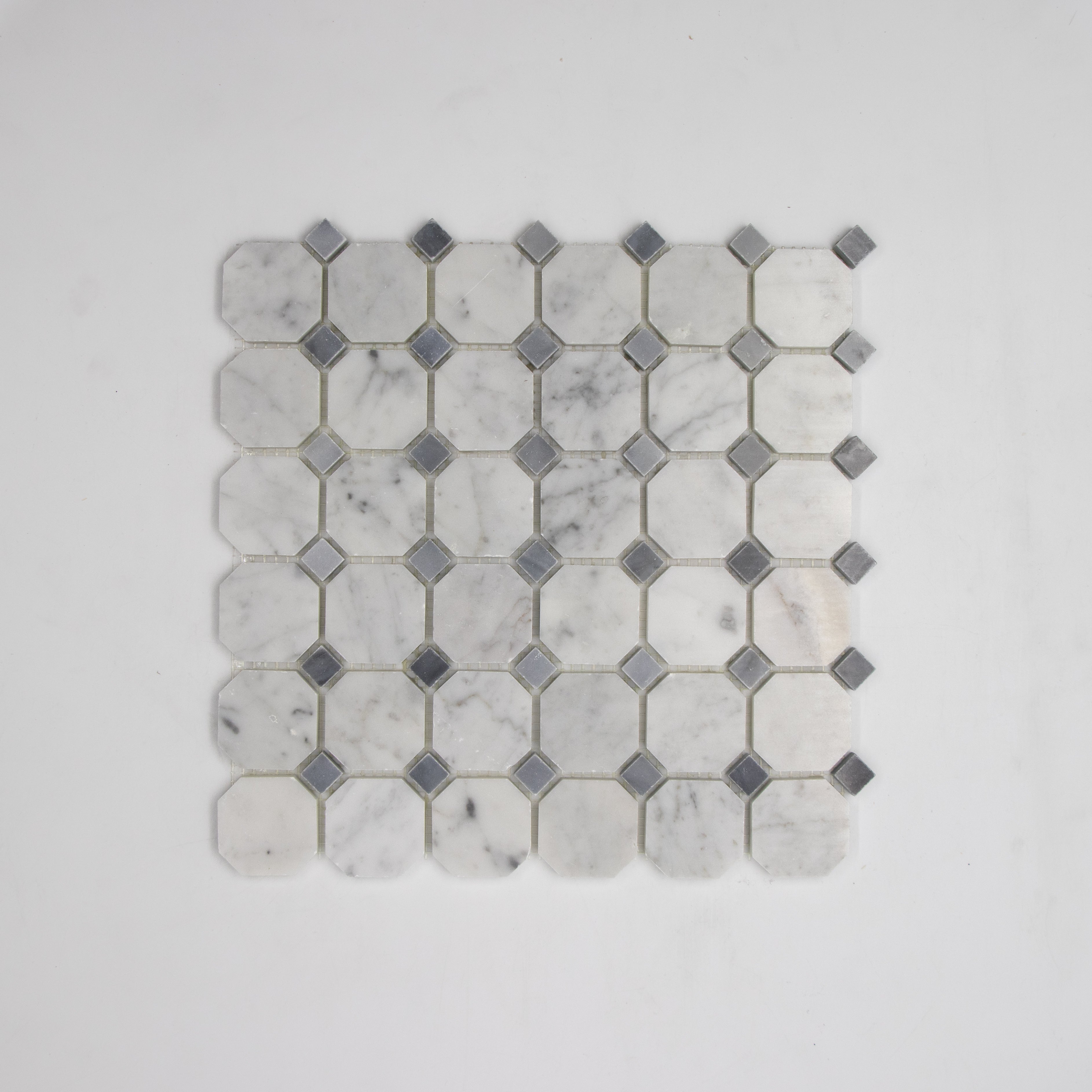 Carrara White Octagon Grey Over Tiles.