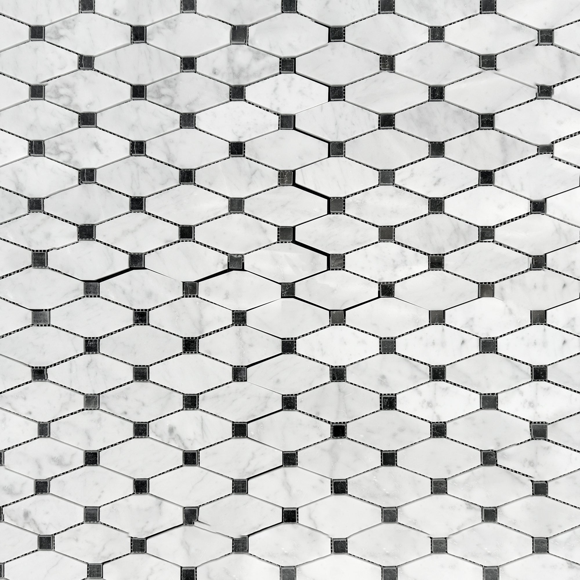 Carrara White Marble Octave with Black Dot Mosaic