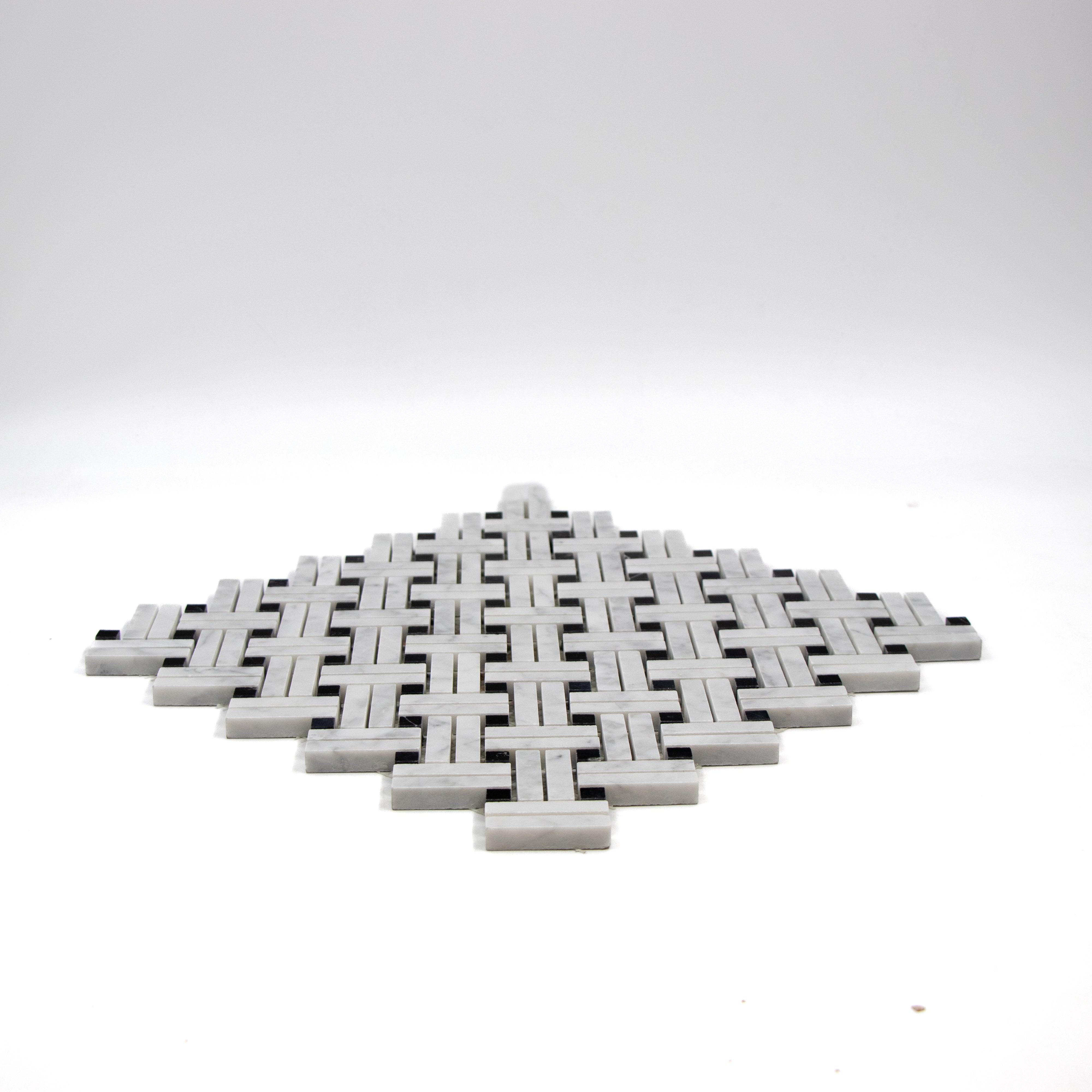 Carrara White Marble Stanza with Black Dot Mosaic