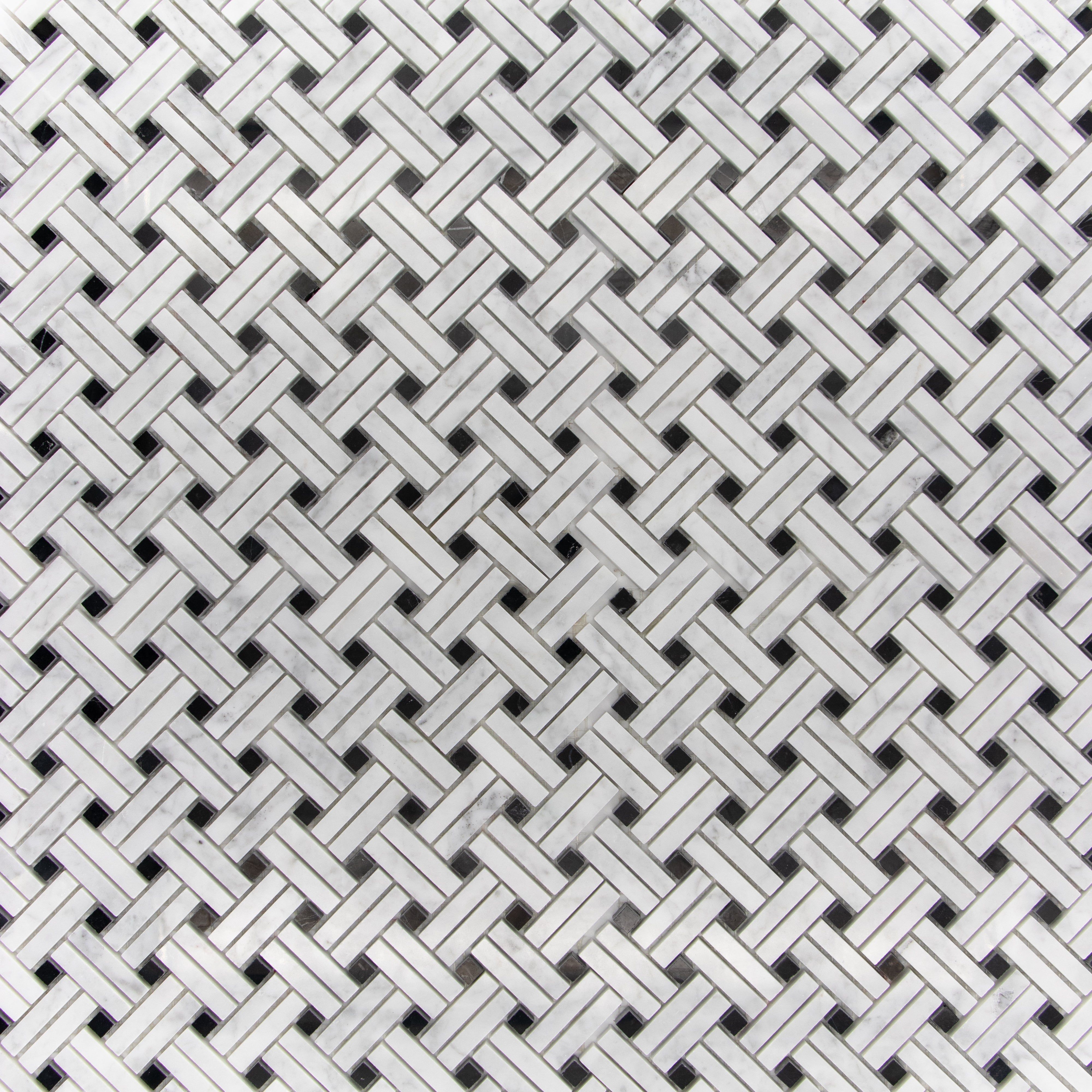 Carrara White Marble Stanza with Black Dot Mosaic