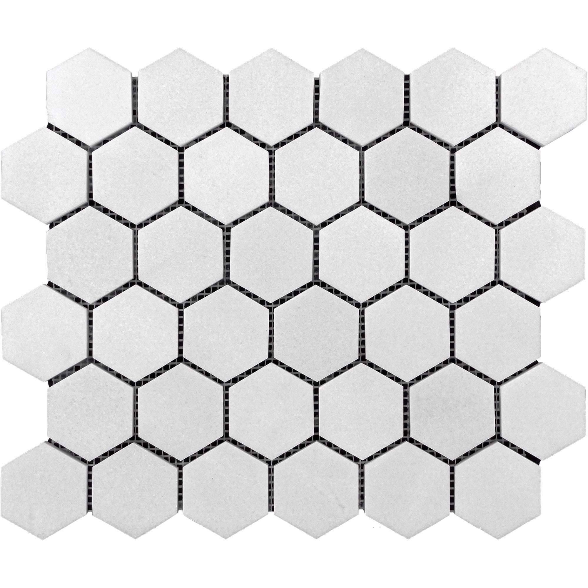 Thassos White Marble Hexagon 2" Mosaic