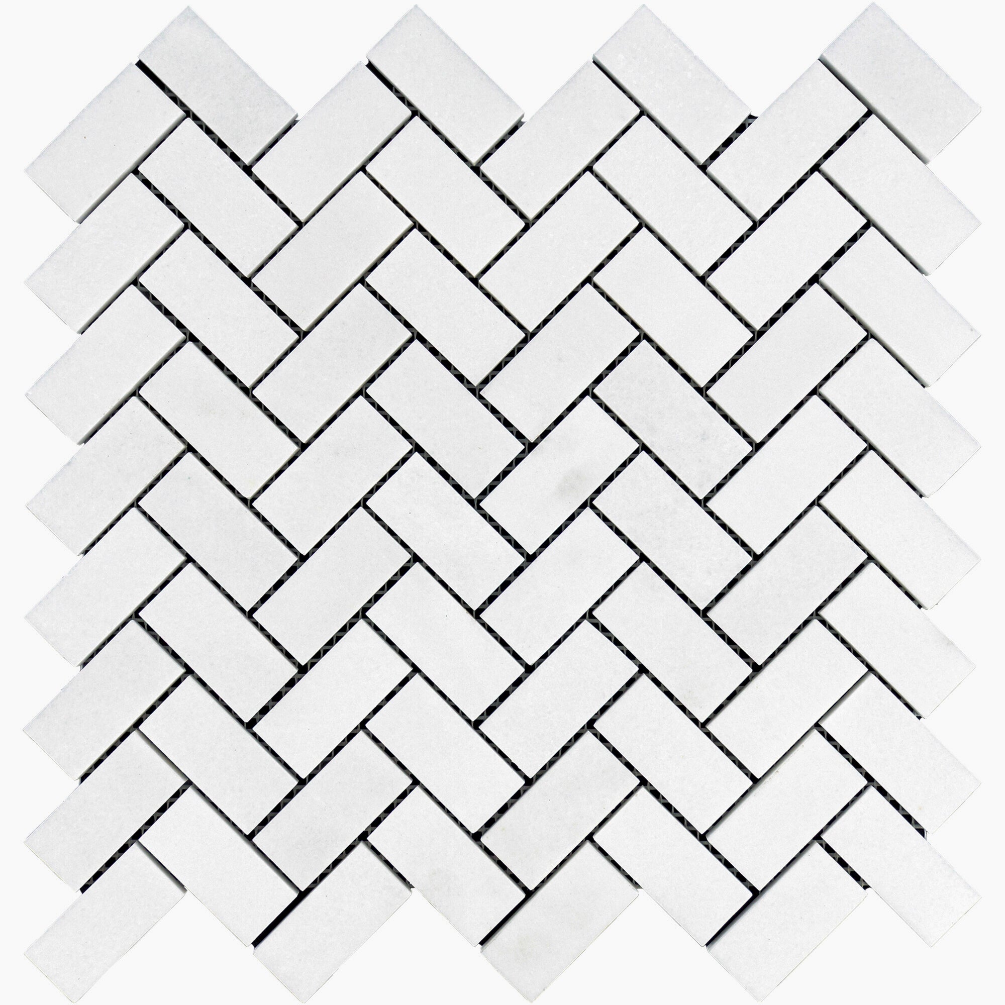 Thassos White Marble Herringbone 1"x2" Mosaic