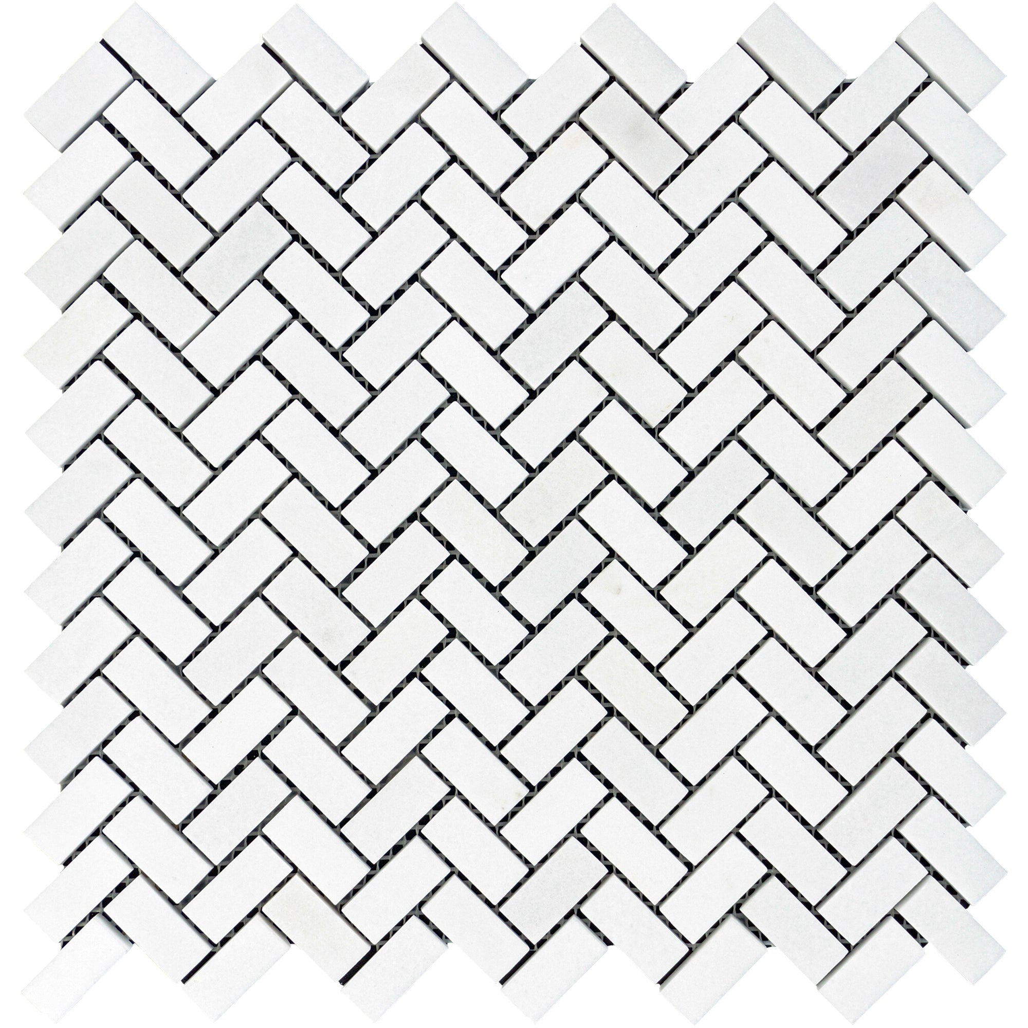 Thassos White Marble Herringbone Mini Mosaic