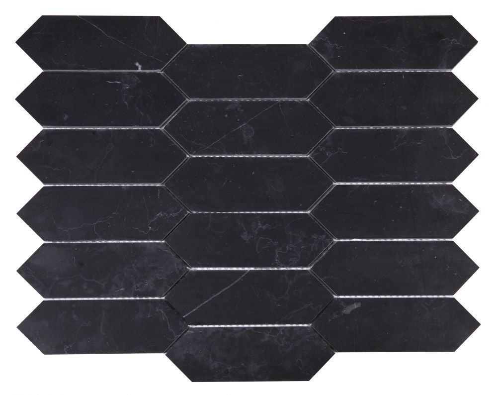 Elongated Hex Marquina Mosaic Tile