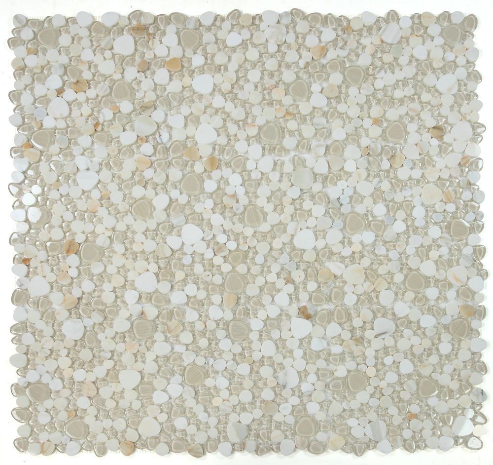 Peach Calacatta Gold Pebble Mosaic Tile