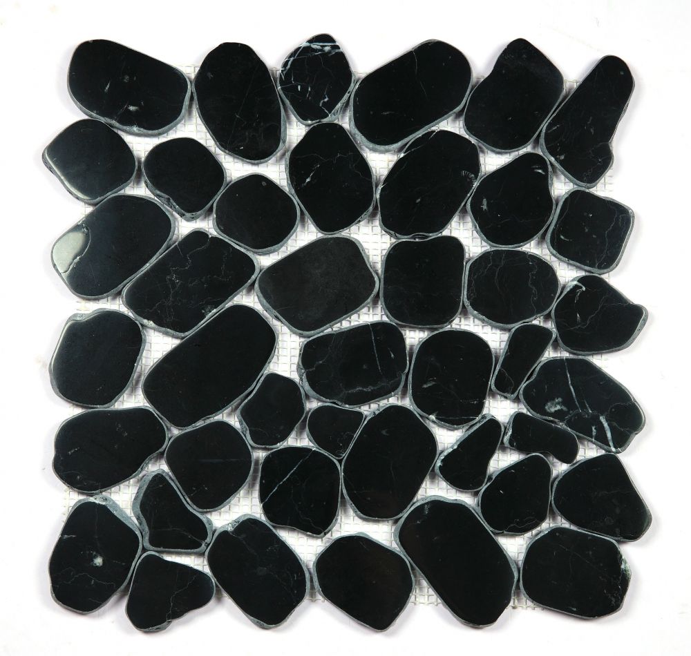 River Stone Marquina Pebble Mosaic Tile