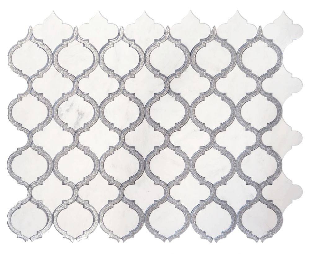 Alice Silver White Arabesque Mosaic Tile