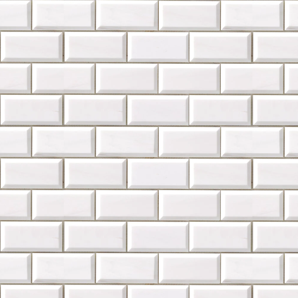 Bianco Dolomite Brick 2x4 Deep Beveled Mosaic