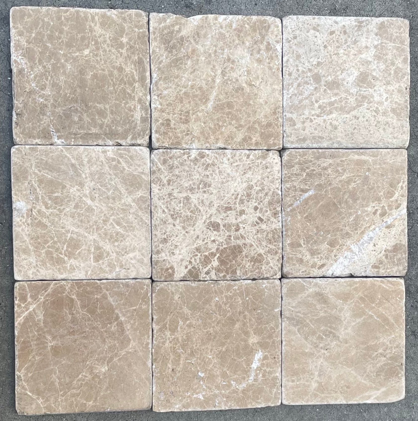 Emperador Light Marble 6"x6" Tumbled Tile
