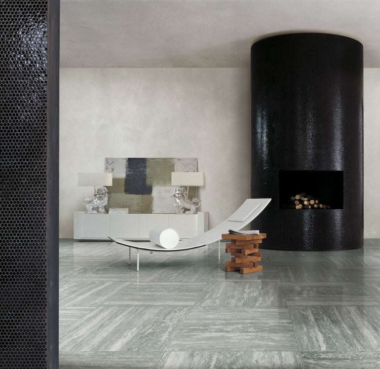 I Travertini Grey Tile Glossy 24 x 48