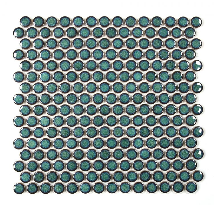 Penny Round Turquoise porcelain Tiles.