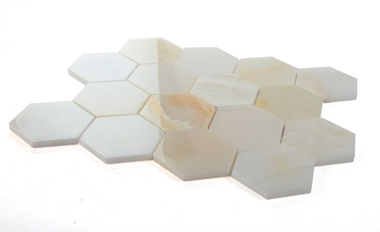 Hexagon Onyx White Polished 3 x 3 10.25 x 11.75