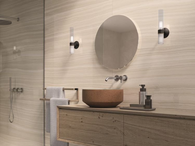 Large-Format Ivory Bathroom Tiles