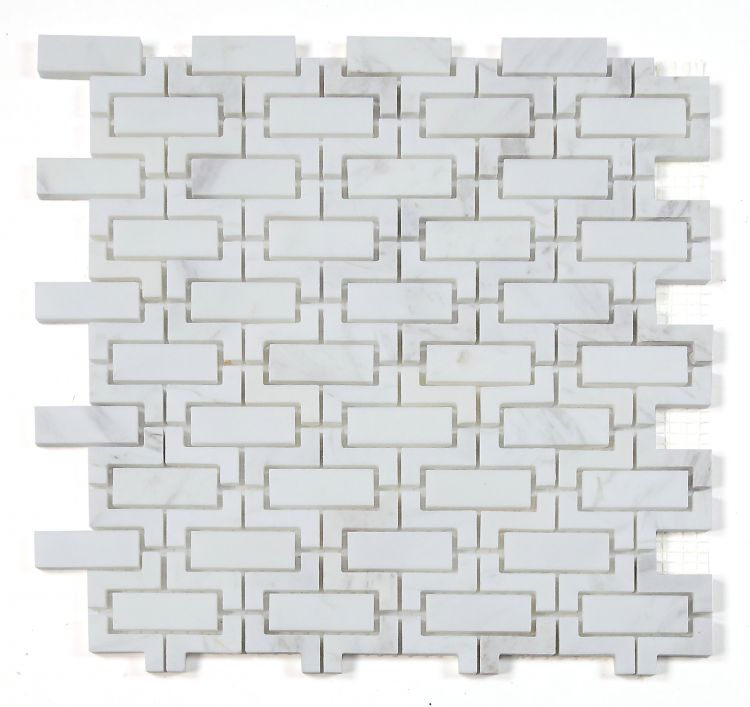 Aztec Brick Pattern Aztec White 10.25 x 11.25 Hollow Brick Pattern Mosaic Tile Online