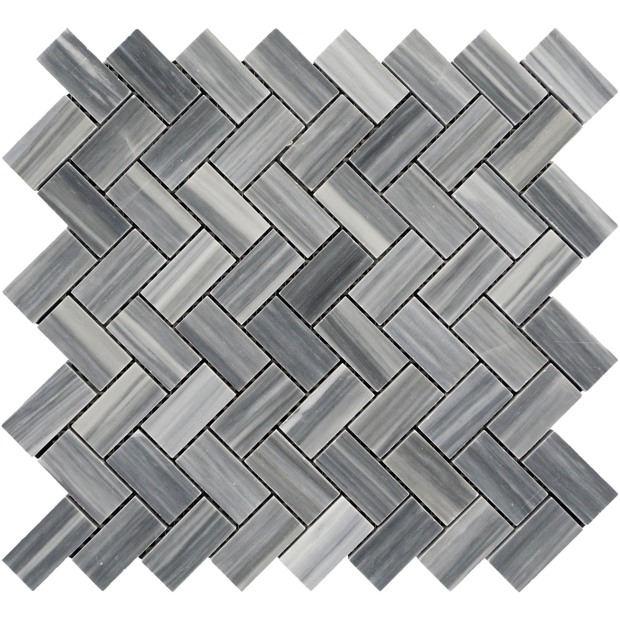 Bardiglio Imperiale Vein-Cut Herringbone 1x2 Polished Mosaic