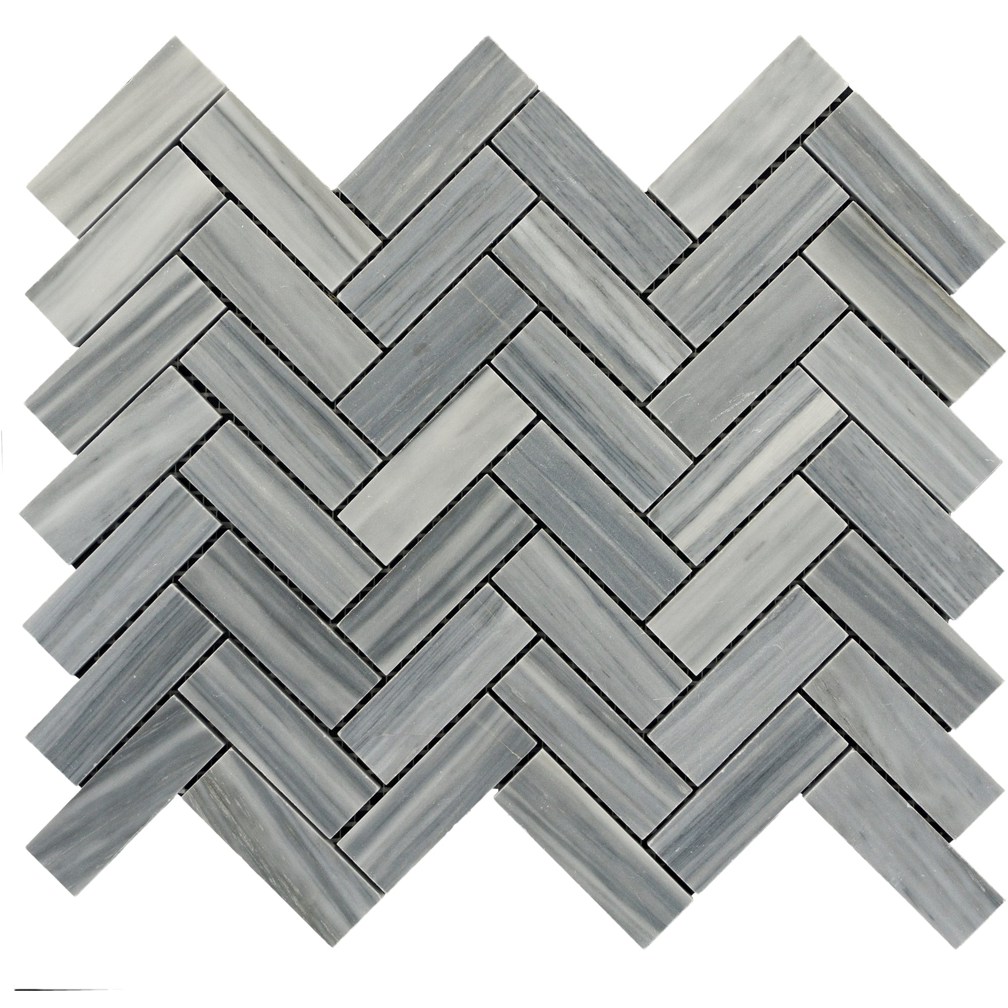 Bardiglio Imperiale Vein-Cut Herringbone 1x3 Polished Mosaic